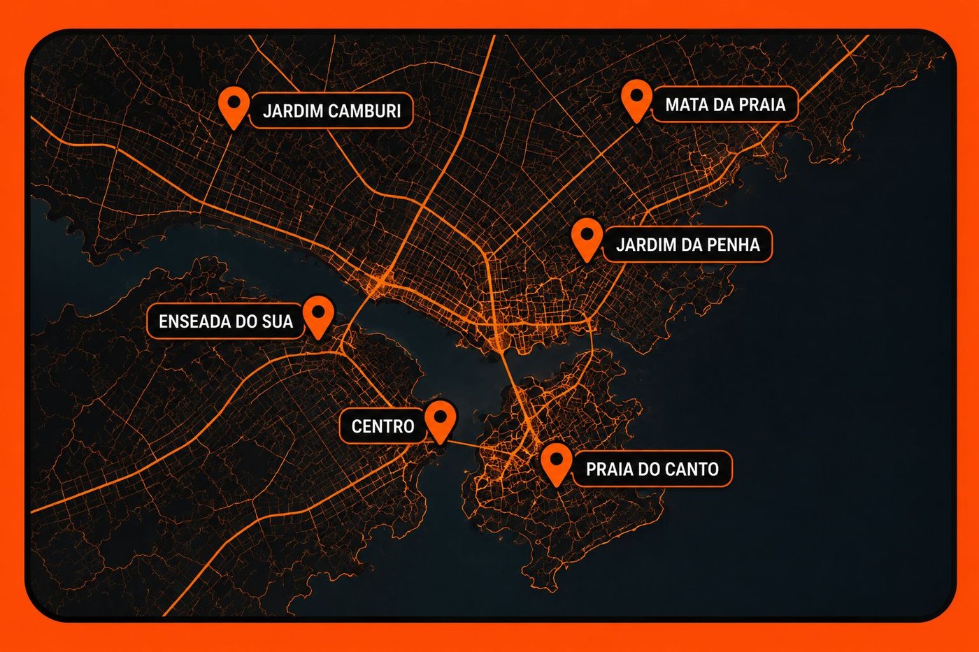 Mapa de Vitória com os bairros atendidos pelo Vitoria em Dobro